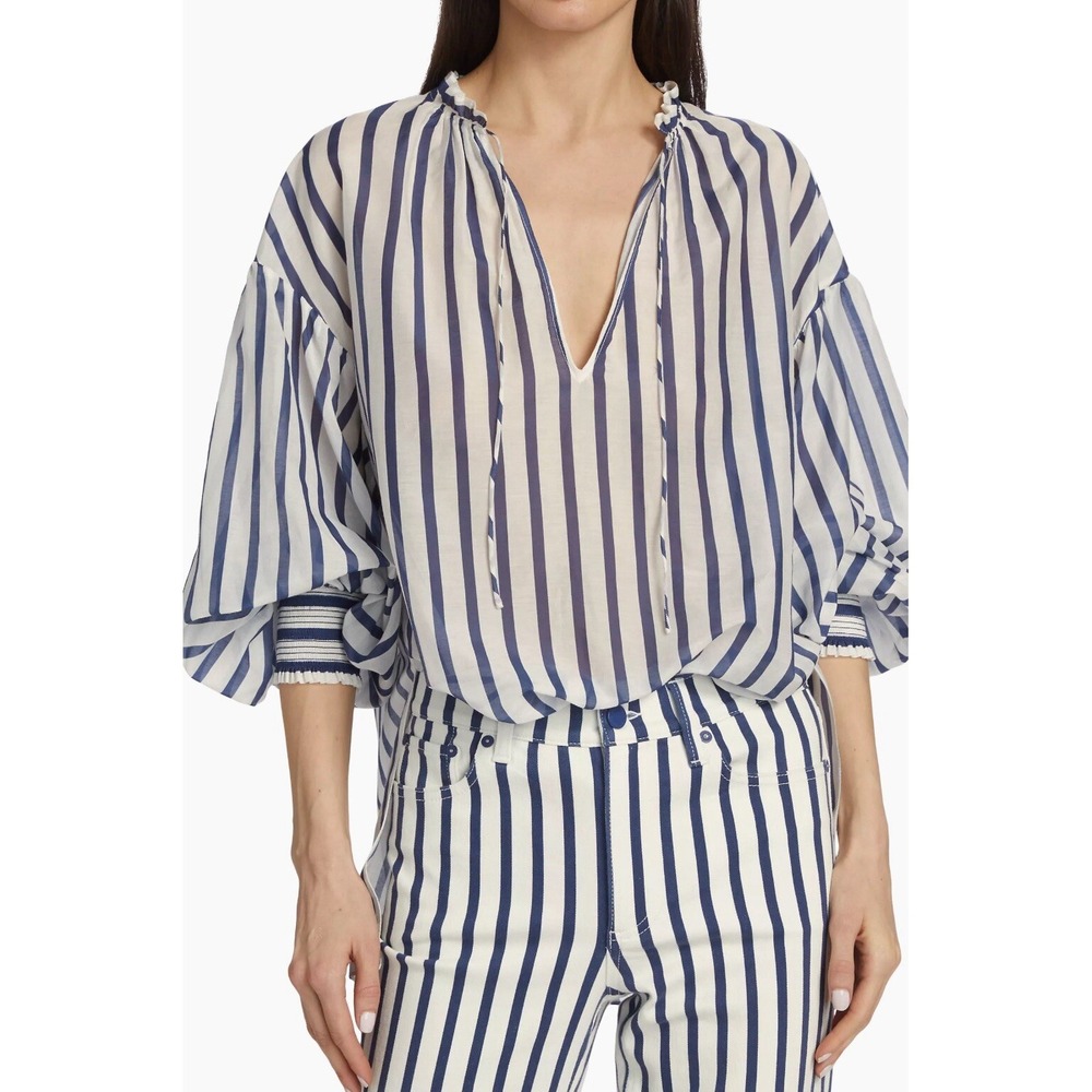 Alice +‎ Olivia  Julius Striped Cotton-Blend Tunic Women,size Small  $275 NWT